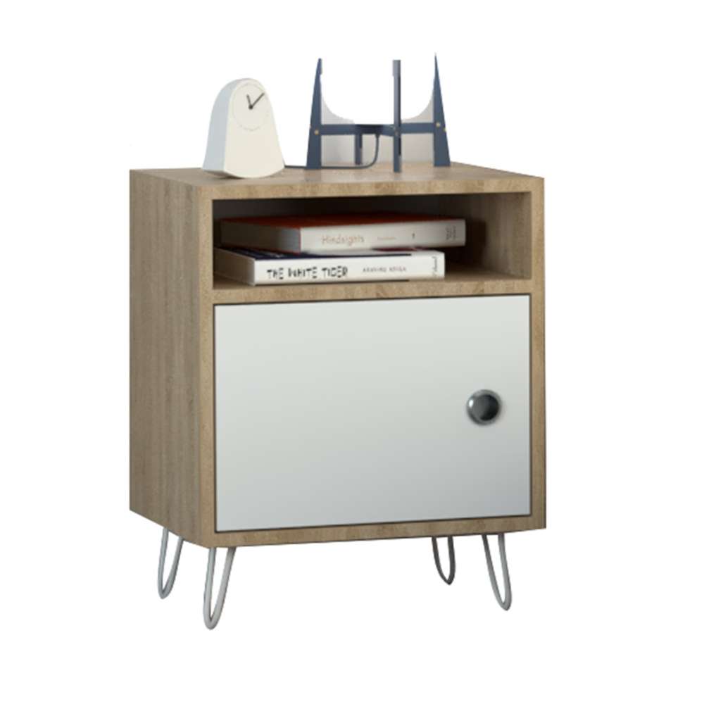 Mesa de Noche Paris Pro Vienes y Blanco 50 cm Con Una Puerta - Mesas de Noche | Bylmo