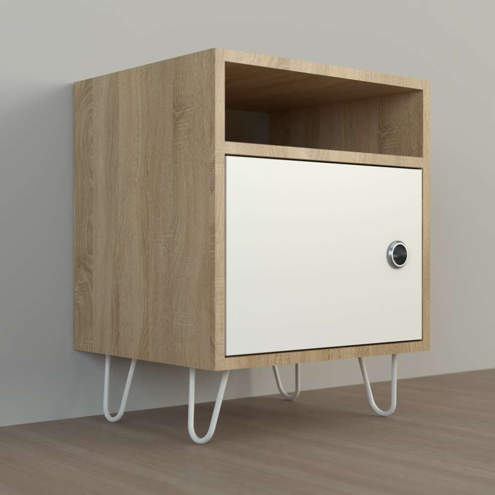 Mesa de Noche Paris Pro Vienes y Blanco 50 cm Con Una Puerta - Mesas de Noche | Bylmo