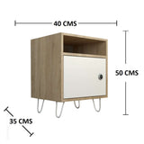 Mesa de Noche Paris Pro Vienes y Blanco 50 cm Con Una Puerta - Mesas de Noche | Bylmo