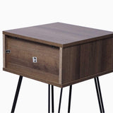 Mesa de Noche Paris Amareto y Negro 40 cm con Patas Metálicas - Mesas de Noche | Bylmo