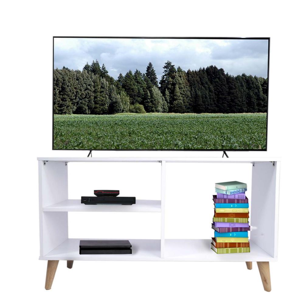Rack de TV King Blanco 110x55cm Para TV Hasta 50 Pulgadas sin Cajones y con Patas - Muebles para TV | Bylmo