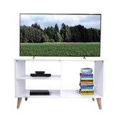 Rack de TV King Blanco 110x55cm Para TV Hasta 50 Pulgadas sin Cajones y con Patas - Muebles para TV | Bylmo