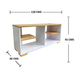 Mesa para TV Flow Vienes y Blanco 120 cm con Entrepaños - Muebles para TV | Bylmo