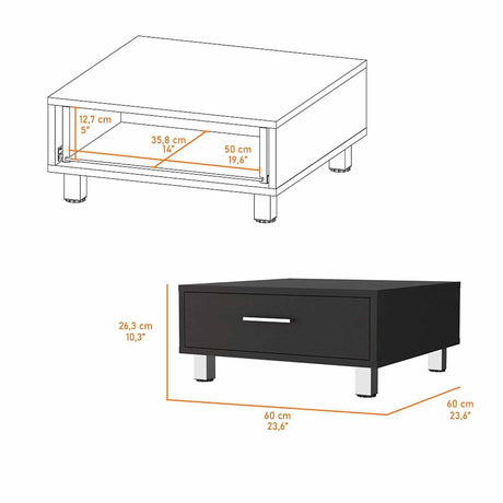 Mesa de Centro Beijing Wengue 60x26cm Rectangular con Patas y con Compartimientos - Mesas de Centro | Bylmo