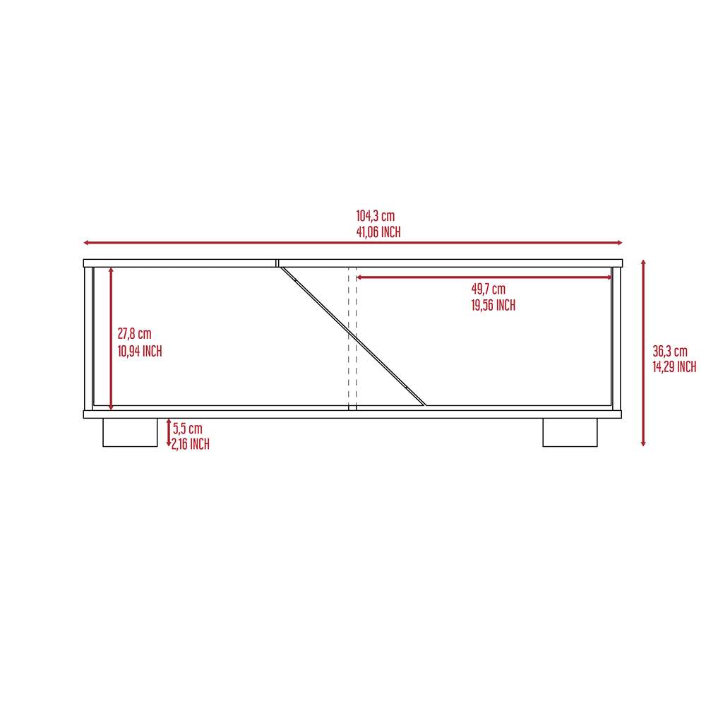 Mesa Fraktal Habano y Miel 104 cm con Dos Puertas - Mesas | Bylmo