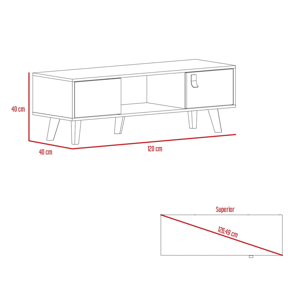 Mesa de Centro Funes Taupe 120 cm Rectangular con Dos Puertas - Mesas de Centro | Bylmo