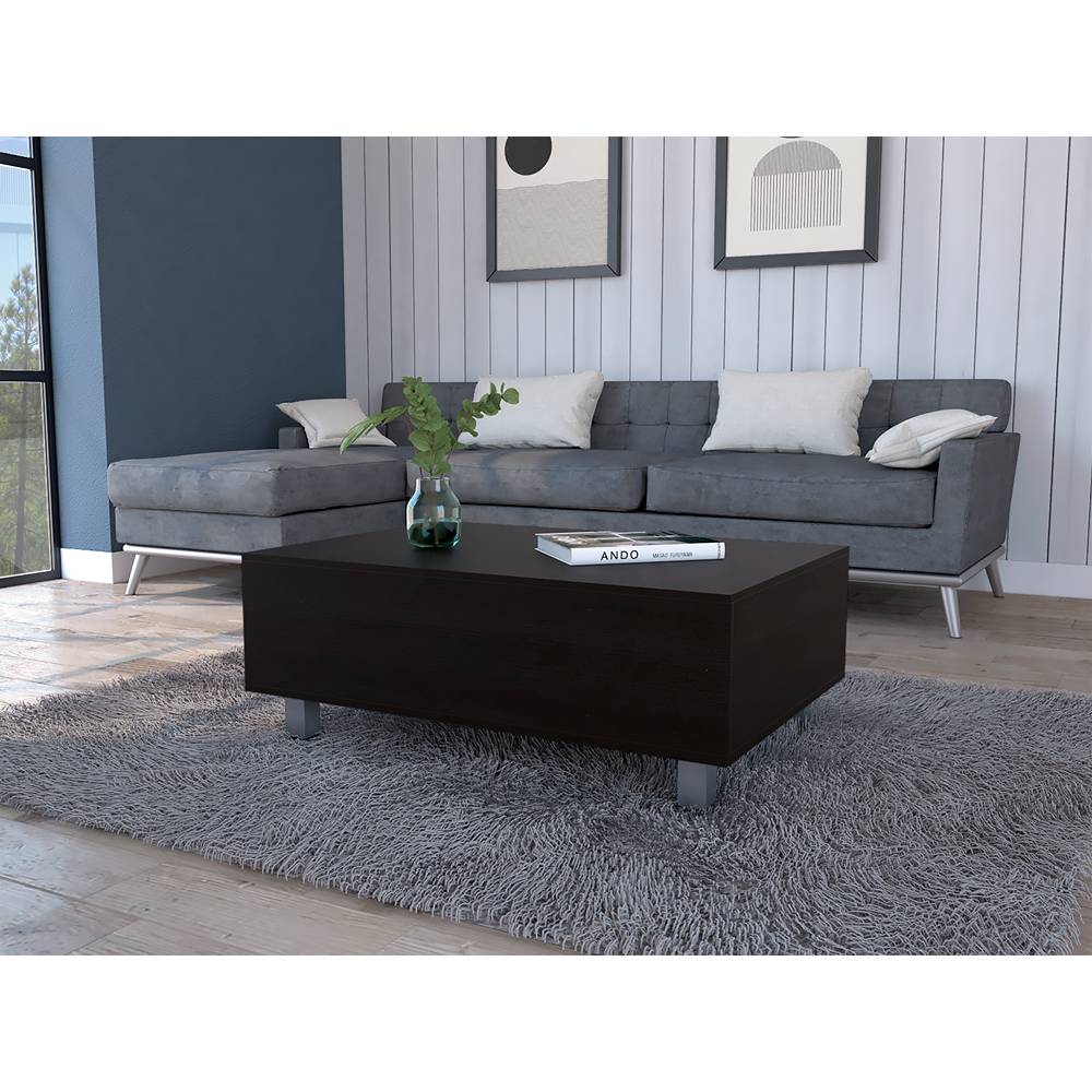 Mesa de Centro Gambia Plus Wengue 80x29.75cm Rectangular con Patas y con Compartimientos - Mesas | Bylmo