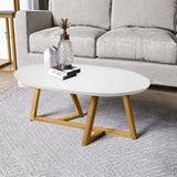 Mesa de Centro Tampa Blanco Almendra 90x30cm Ovalado Con Patas - Mesas | Bylmo
