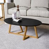 Mesa Tampa Almendra y Negro 90 cm Ovalada con Una Puerta - Mesas | Bylmo
