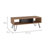 Mesa de Centro Vegas Miel 101x40cm Rectangular con Patas y con Compartimientos - Mesas de Centro | Bylmo