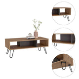 Mesa de Centro Vegas Miel 101x40cm Rectangular con Patas y con Compartimientos - Mesas de Centro | Bylmo