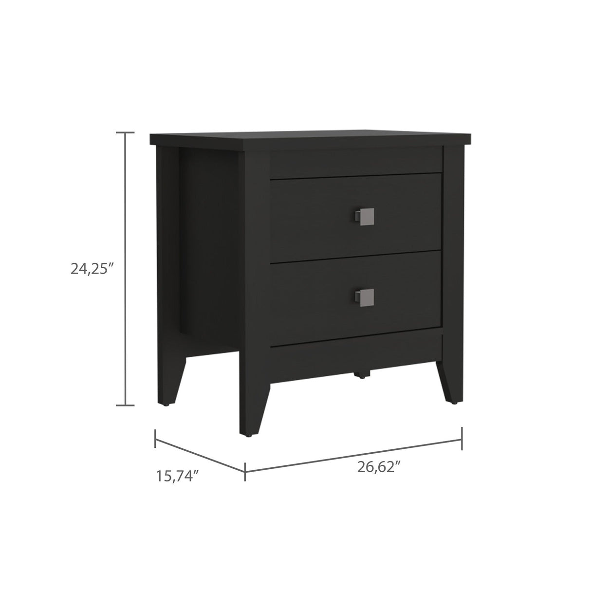 Mesa de Noche Armara Wengue 60 cm con Dos Cajones - Mesas de Noche | Bylmo