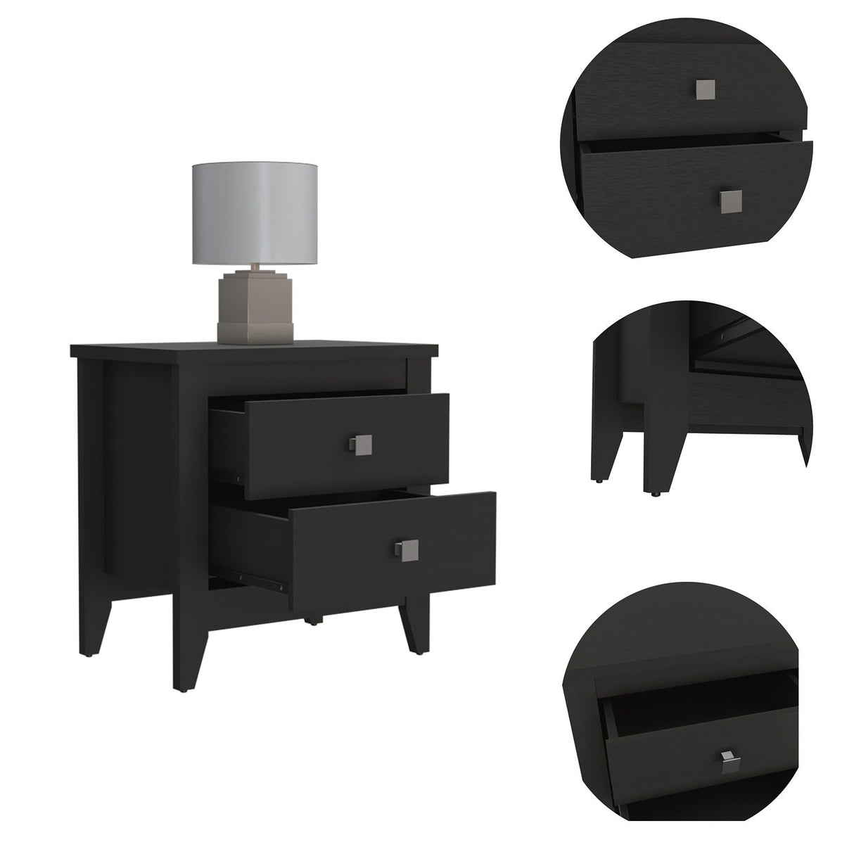 Mesa de Noche Armara Wengue 60 cm con Dos Cajones - Mesas de Noche | Bylmo