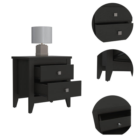 Mesa de Noche Armara Wengue 60 cm con Dos Cajones - Mesas de Noche | Bylmo