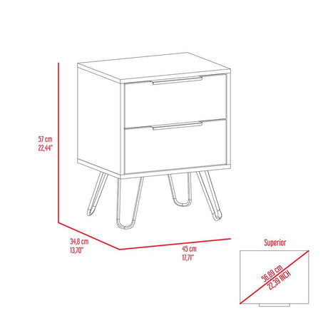 Mesa de Noche Augusta Novo Duna 45 cm con Dos Cajones - Mesas de Noche | Bylmo