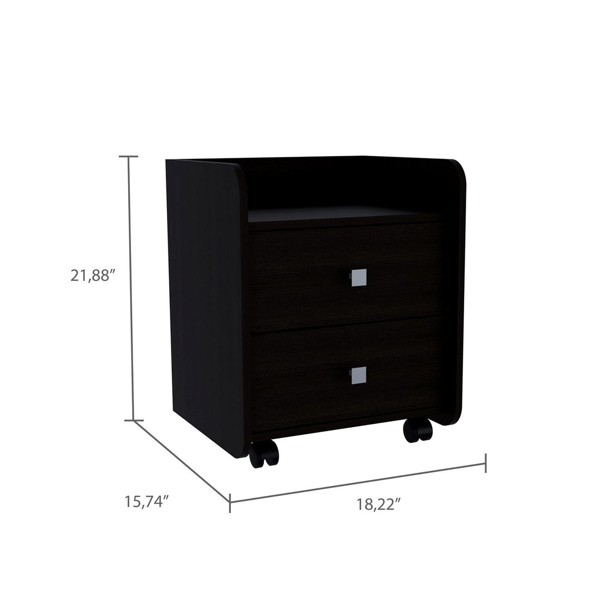 Mesa de Noche Aura Wengue 46x56cm con Dos Cajones y con Un Compartimiento - Mesas de Noche | Bylmo