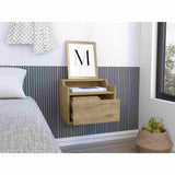 Mesa de Noche Flotante Busan Macadamia 40x33cm con Un Cajón y con Un Compartimiento - Mesas de Noche | Bylmo