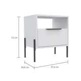 Mesa de Noche Collection W Blanco 47x47cm con Un Cajón y con Un Compartimiento - Mesas de Noche | Bylmo
