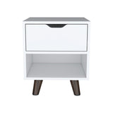 Mesa de Noche Crail Blanco 40 cm con Un Cajón - Mesas de Noche | Bylmo