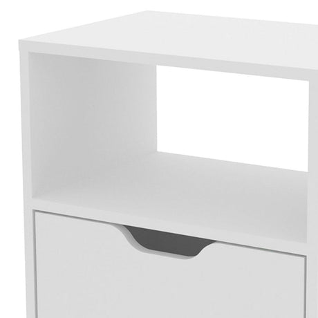 Mesa de Noche Essen Blanco 36x54cm con Un Cajón y con Un Compartimiento - Mesas de Noche | Bylmo