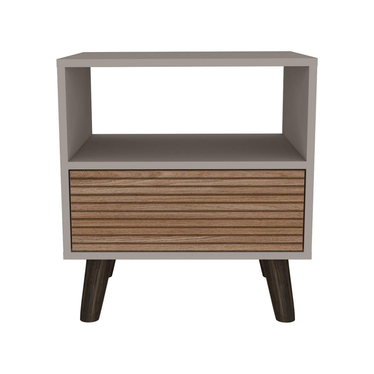 Mesa de Noche Funes Taupe 50 cm con un Cajón - Mesas de Noche | Bylmo