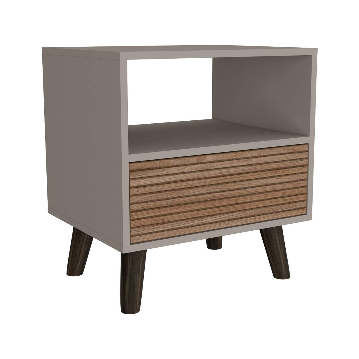 Mesa de Noche Funes Taupe 50 cm con un Cajón - Mesas de Noche | Bylmo