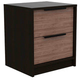 Mesa de Noche Kaia Wengue 41x48cm con Dos Cajones - Mesas de Noche | Bylmo