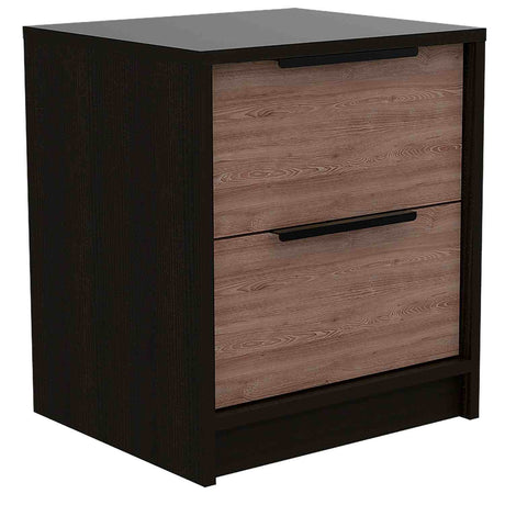 Mesa de Noche Kaia Wengue 41x48cm con Dos Cajones - Mesas de Noche | Bylmo