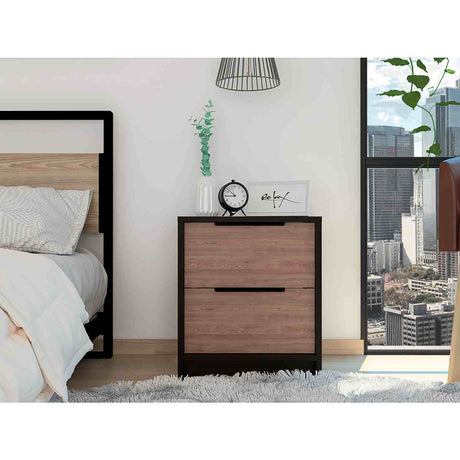 Mesa de Noche Kaia Wengue 41x48cm con Dos Cajones - Mesas de Noche | Bylmo