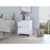 Mesa de Noche Luss Blanco 43x51cm con Dos Cajones - Mesas de Noche | Bylmo