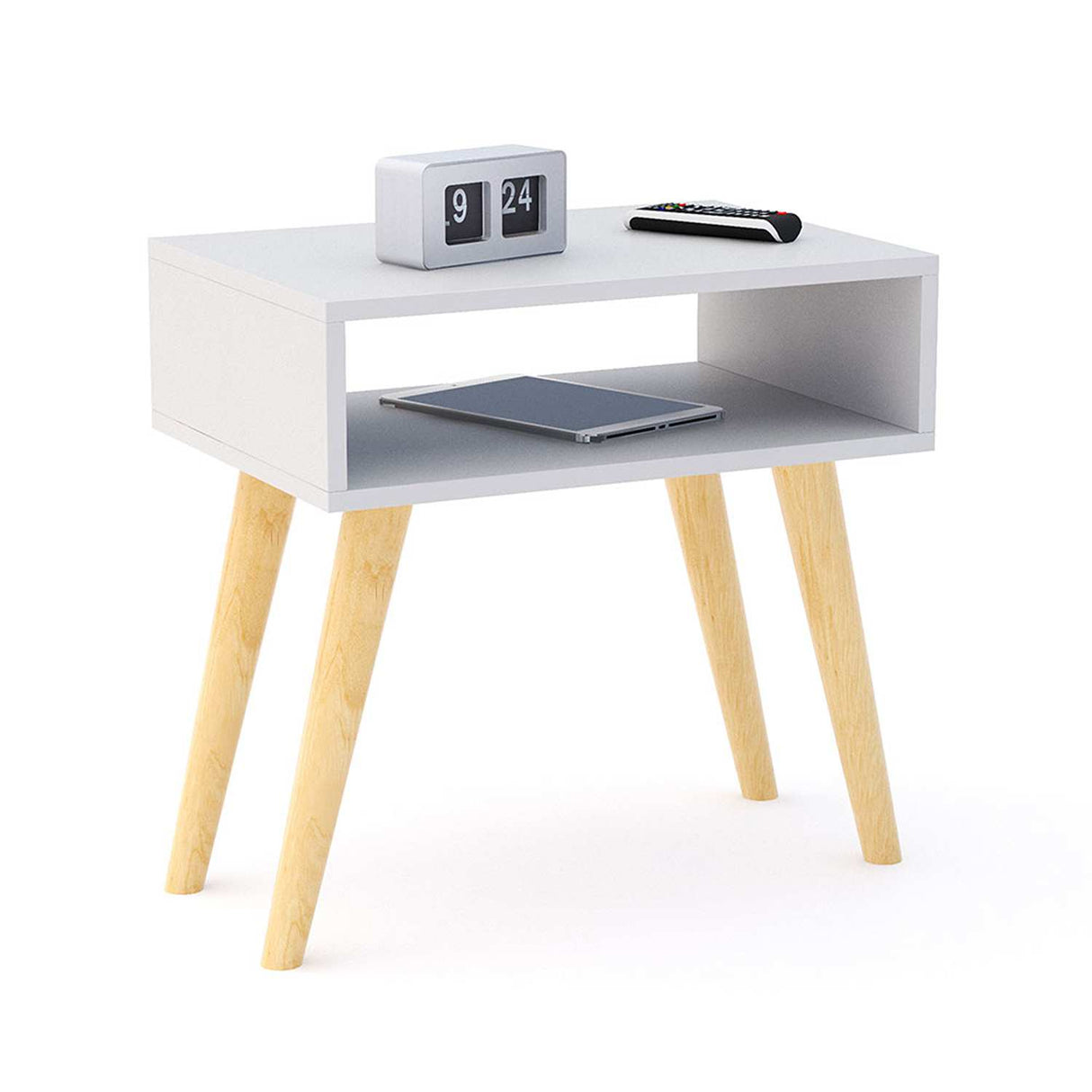 Mesa de Noche Metz Blanco 50 cm con Compartimiento - Mesas de Noche | Bylmo