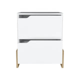 Mesa de Noche Moderno Blanco Macadamia 43 cm con Cajones - Mesas de Noche | Bylmo