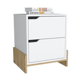 Mesa de Noche Moderno Blanco Macadamia 43 cm con Cajones - Mesas de Noche | Bylmo