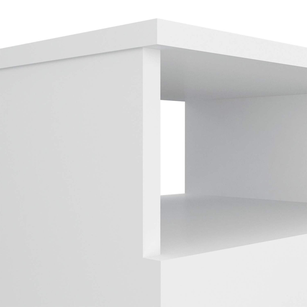 Mesa de Noche Napoles Blanco 41x51cm con Dos Cajones y con Un Compartimiento - Mesas de Noche | Bylmo