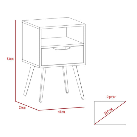 Mesa de Noche Otom Duna 40x63cm con Un Cajón y con Un Compartimiento - Mesas de Noche | Bylmo