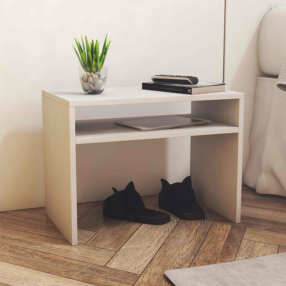 Mesa de Noche Tolosa Blanco 38 cm Minimalista - Mesas de Noche | Bylmo