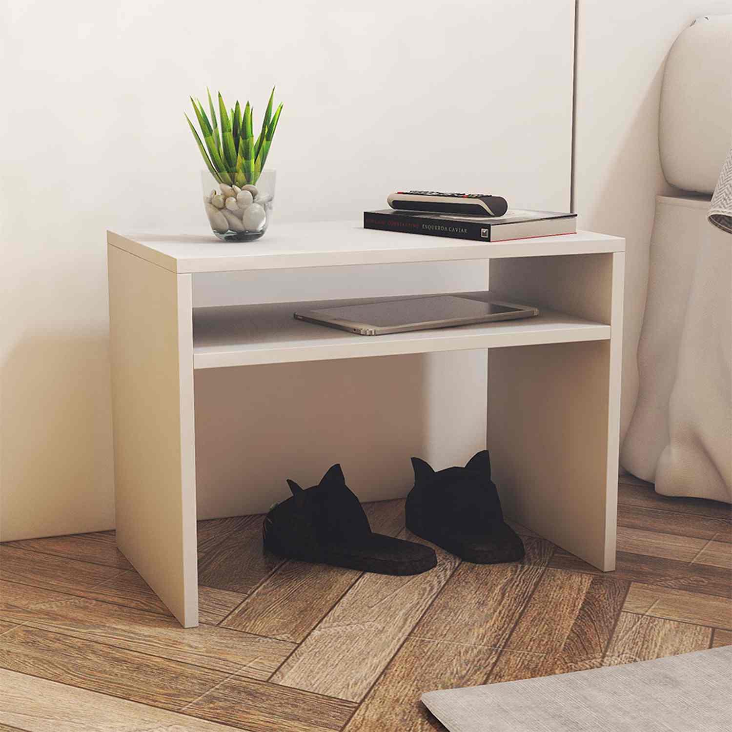 Mesa de Noche Tolosa Blanco 38 cm Minimalista - Mesas de Noche | Bylmo