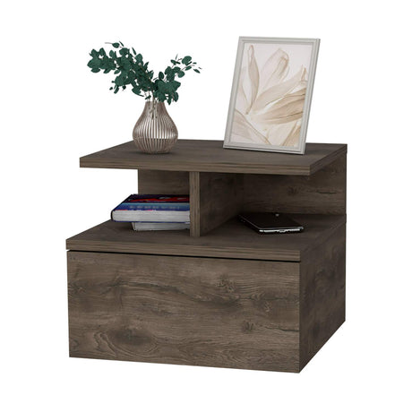 Mesa de Noche Flotante Bellota 36x30cm con Un Cajón y con Dos Compartimientos - Mesas de Noche | Bylmo