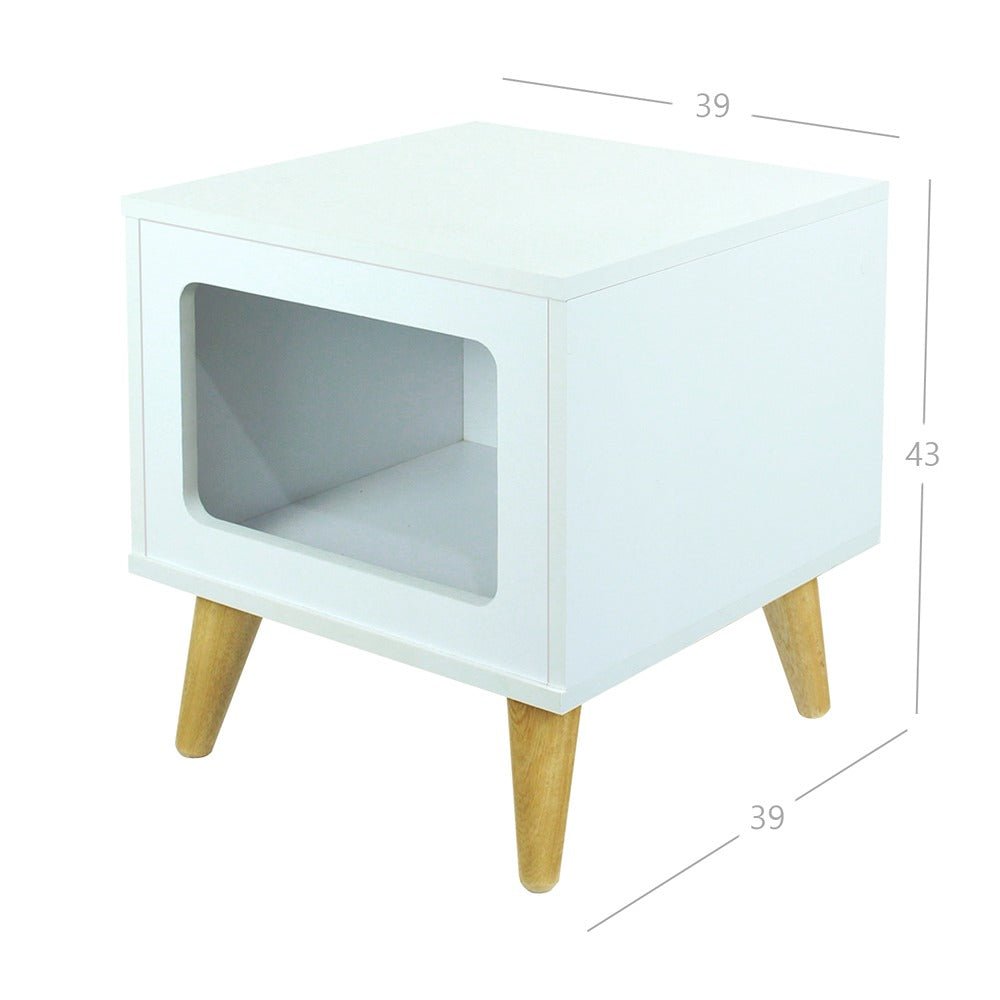 Mesa de Noche x 2 Auxiliar Blanco 39 cm Cuadradas con Espacio para Mascota - Combos Habitacion | Bylmo