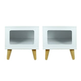 Mesa de Noche x 2 Auxiliar Blanco 39 cm Cuadradas con Espacio para Mascota - Combos Habitacion | Bylmo