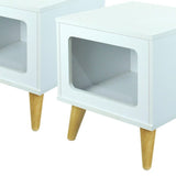 Mesa de Noche x 2 Auxiliar Blanco 39 cm Cuadradas con Espacio para Mascota - Combos Habitacion | Bylmo