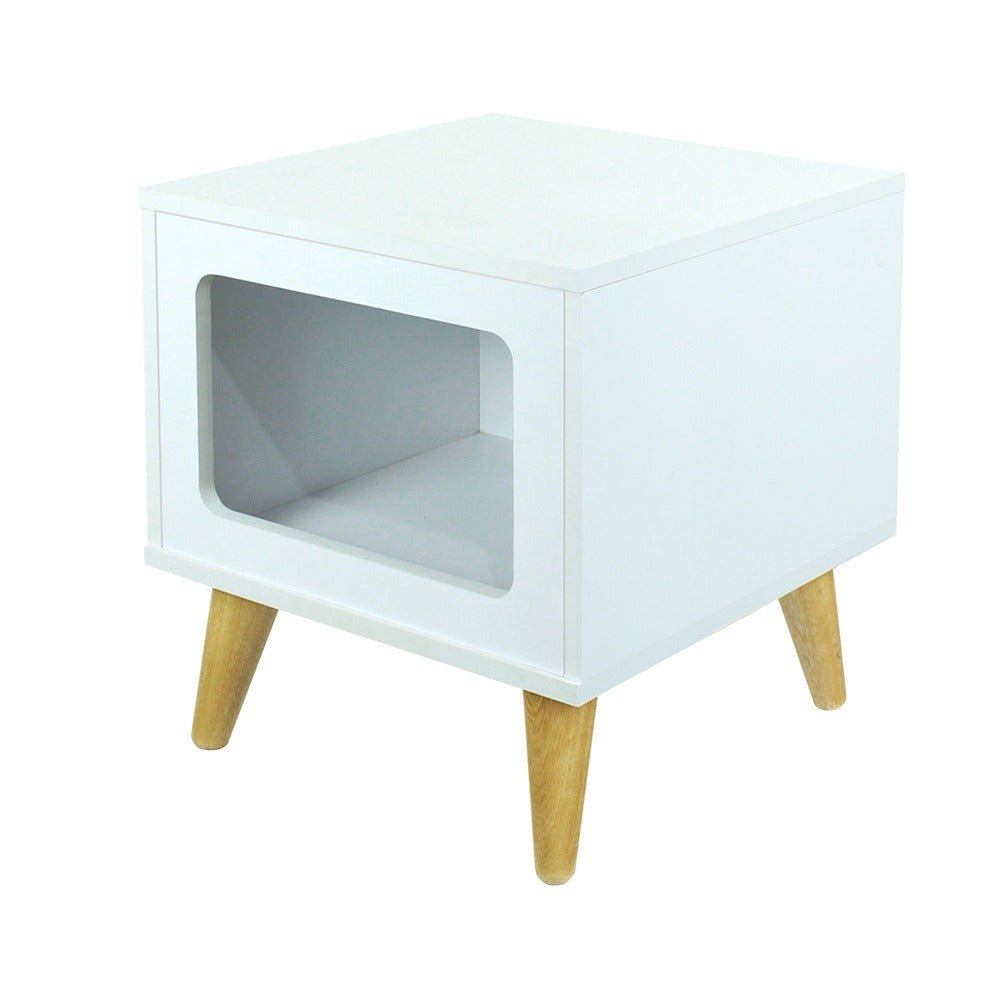 Mesa de Noche x 2 Auxiliar Blanco 39 cm Cuadradas con Espacio para Mascota - Combos Habitacion | Bylmo
