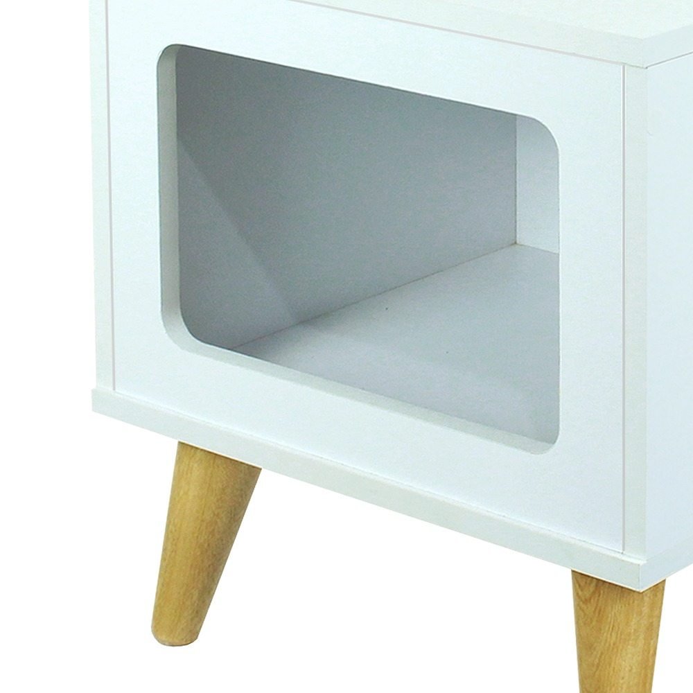 Mesa de Noche x 2 Auxiliar Blanco 39 cm Cuadradas con Espacio para Mascota - Combos Habitacion | Bylmo