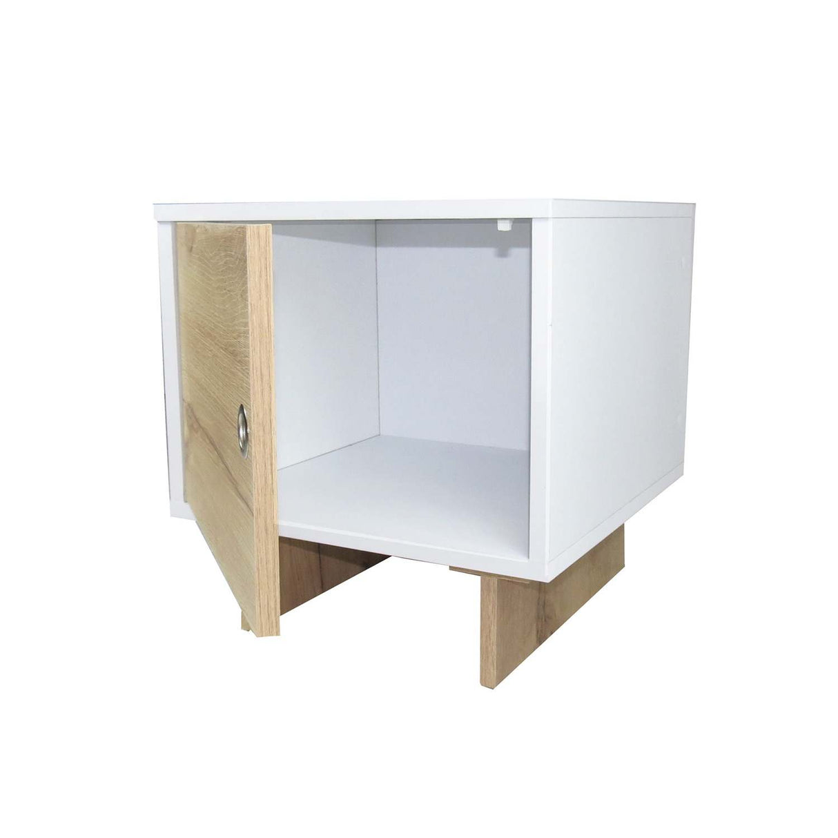 Mesa de Noche x 2 Flow Blanco 40 cm con Cajón - Mesas de Noche | Bylmo