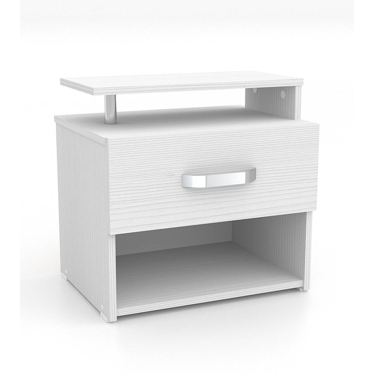 Mesa de Noche Roma Blanco 48x47cm con Un Cajón y con Un Compartimiento - Mesas de Noche | Bylmo