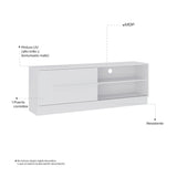 Mesa para TV Hawai Blanco 155x55cm Para TV Hasta 60 Pulgadas con Un Cajón y con Ranuras para Cables - Muebles de TV | Bylmo