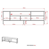 Rack Inmaculada Almendra y Negro 183 cm con Una Puerta - Muebles para TV | Bylmo