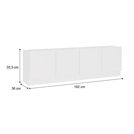 Mesa para TV Mind Blanco 182x55cm Para TV Hasta 70 Pulgadas con Cuatro Cajones y con Ranuras para Cables - Muebles de TV | Bylmo
