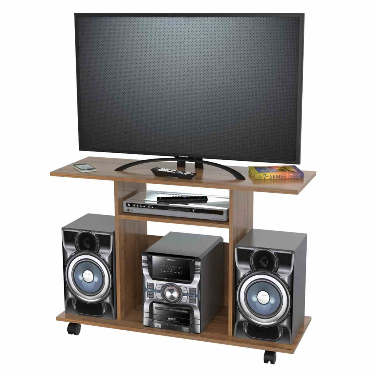 Mesa para TV Amaretto 100x68cm Para TV Hasta 40 Pulgadas sin Cajones y con Ruedas - Muebles de TV | Bylmo