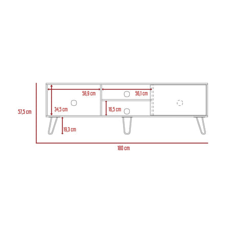 Mesa para TV Z Bellota 180x58cm Para TV Hasta 75 Pulgadas con Un Cajón y con Ranuras para Cables y con Patas - Muebles de TV | Bylmo